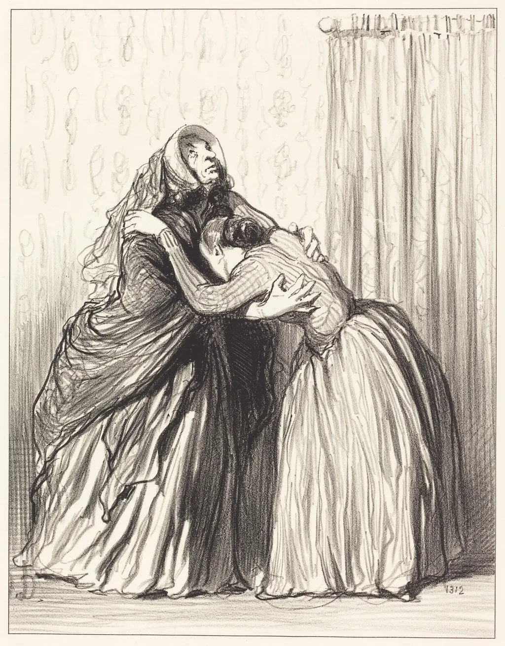 Oui, ma chère, mon mari a ravalé ma dignité..., by Honoré Daumier, ink, 1849