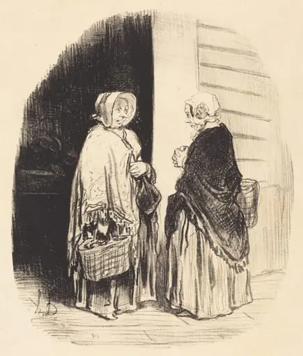 Oui, madame Chaboulard... vingt-quatre épiciers... [recto], by Honoré Daumier