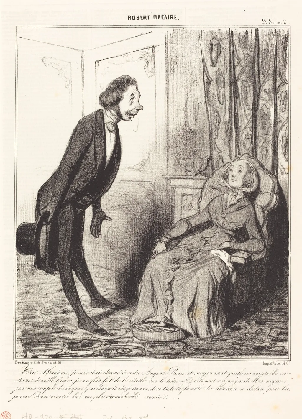 Oui, Madame, je suis tout dévoué a notre... Prince..., by Honoré Daumier, ink, 1841