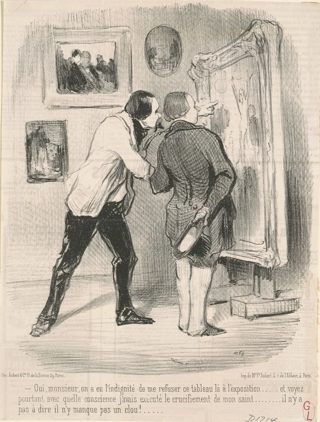Oui ... on a eu l'indignité de me refuser ce tableau ..., by Honoré Daumier, ink, 1851