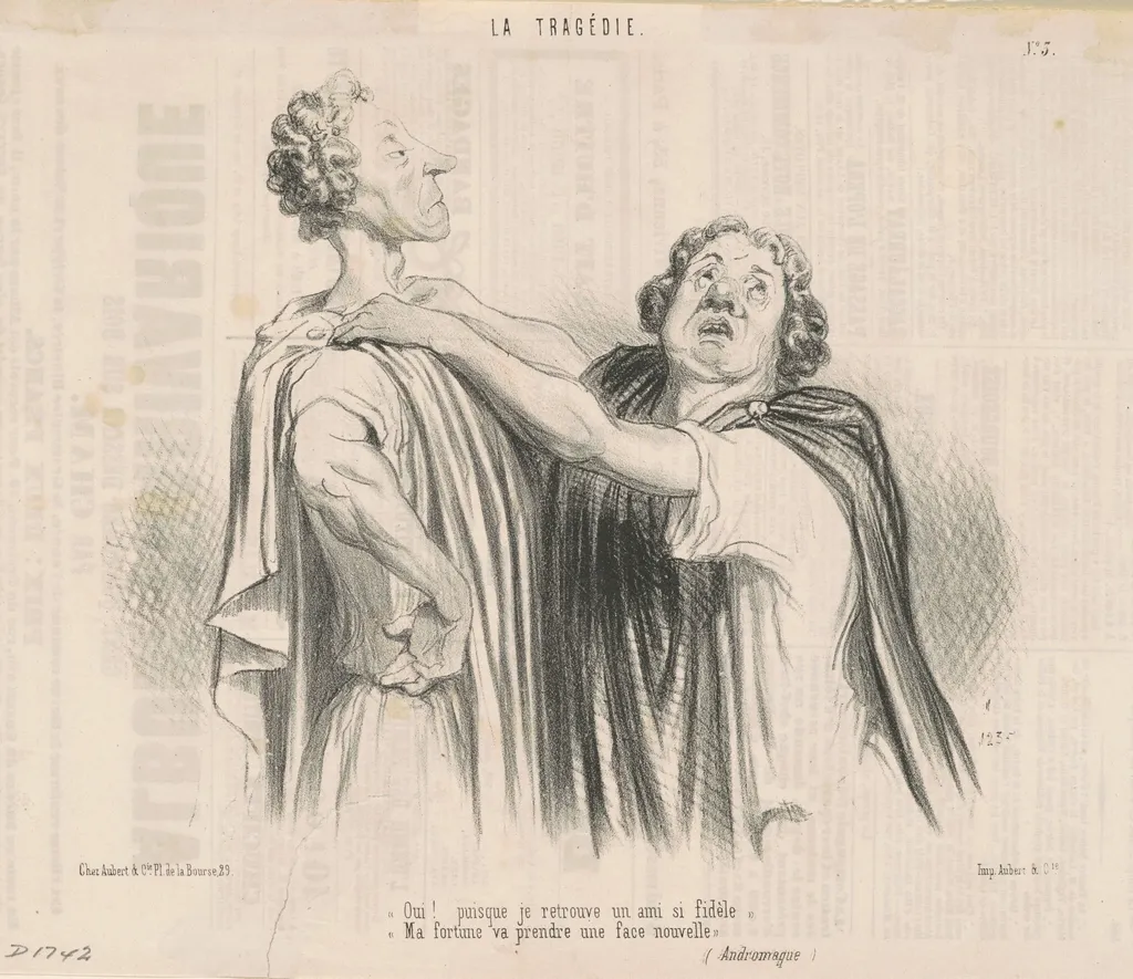 Oui! Puisque je trouve un ami si fidèle ..., by Honoré Daumier, ink, 1848