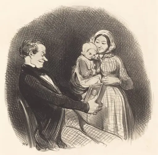 Papa contemplant l'image de son image, by Honoré Daumier