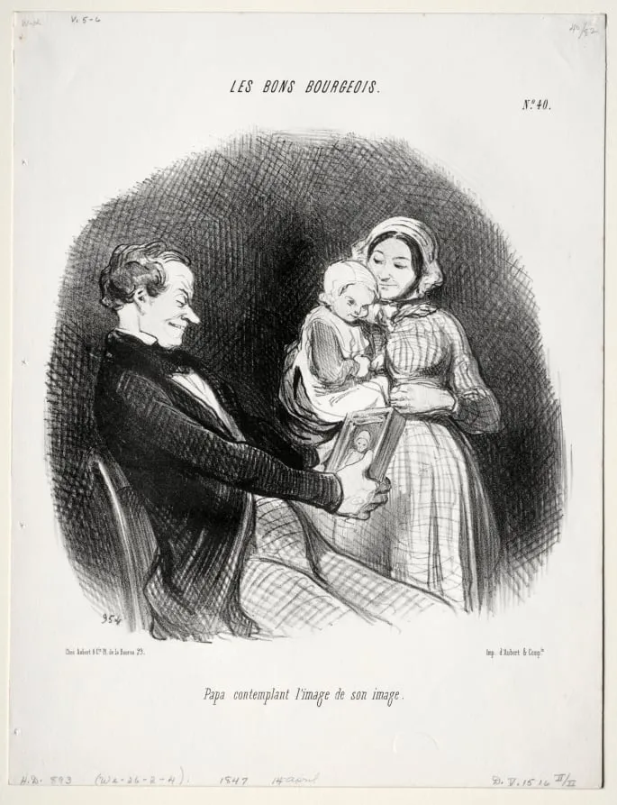 Papa contemplates a likeness of his likeness, by Honoré Daumier, 1847