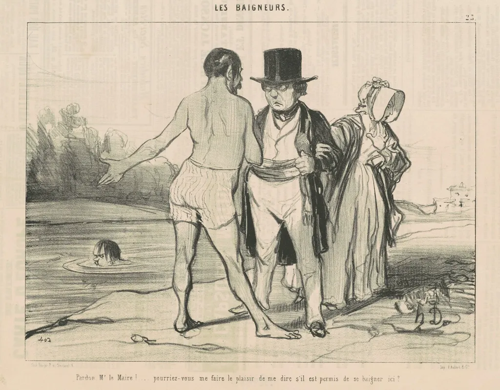 Pardon, Mr Le Maire! ... pourriez-vous ..., by Honoré Daumier, ink, 1842