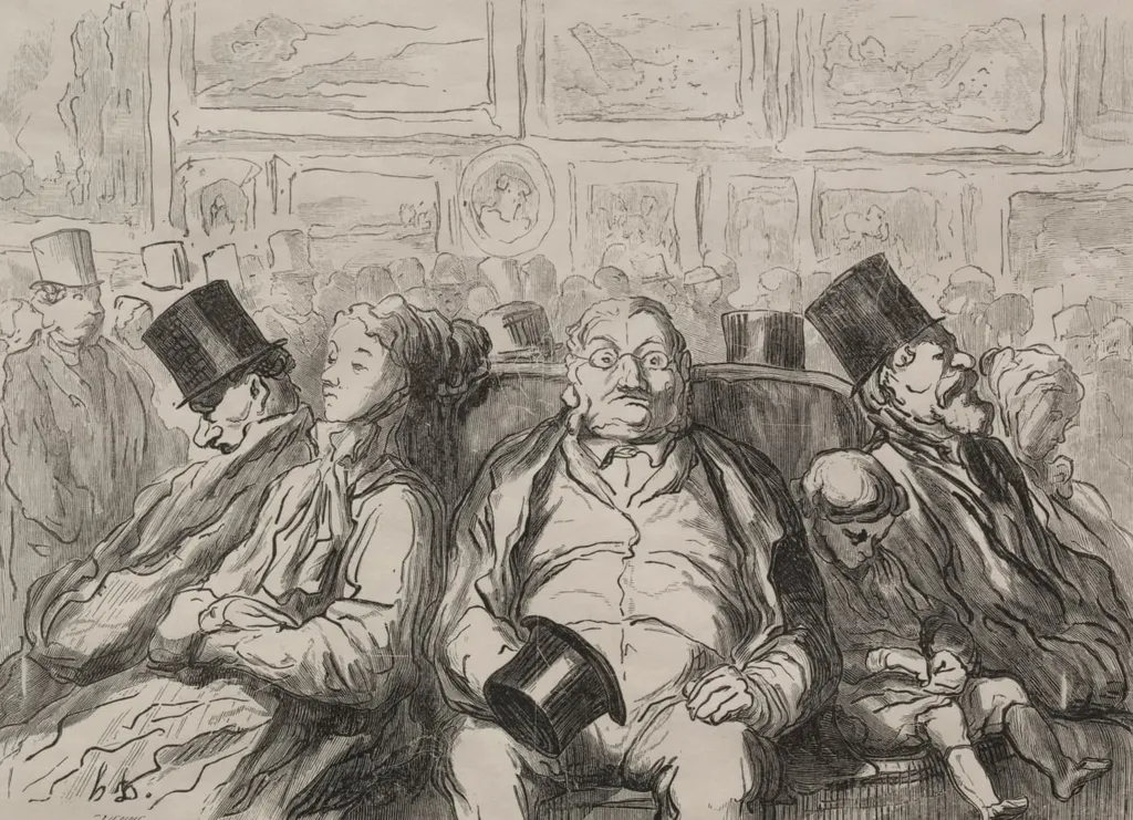 Paris, The Great Art Exhibition: A Moment of Rest in the Salon Carré, by Honoré Daumier, 1868