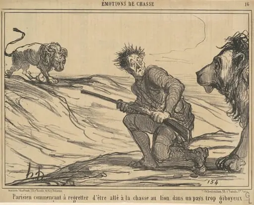 Parisien commencant a regretter ... la chasse au lion ..., by Honoré Daumier