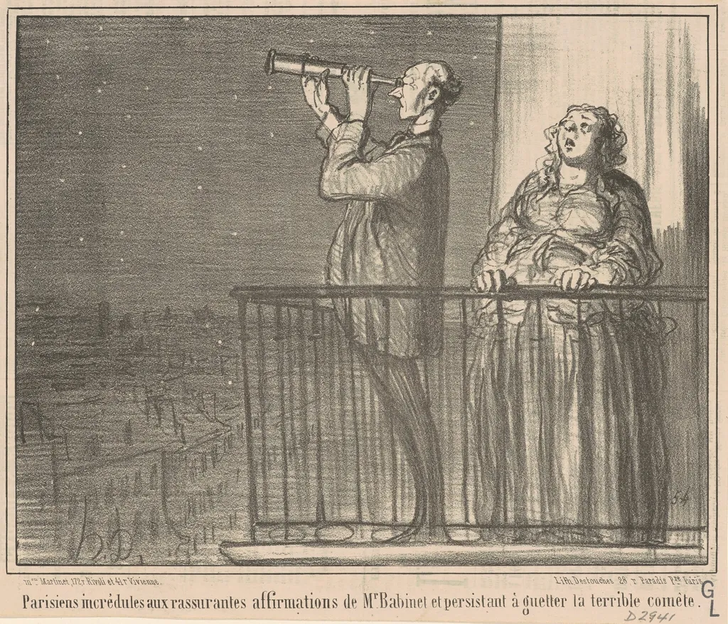 Parisiens incrédules ..., by Honoré Daumier, ink, 1857