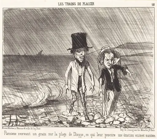 Parisiens recevant un grain..., by Honoré Daumier