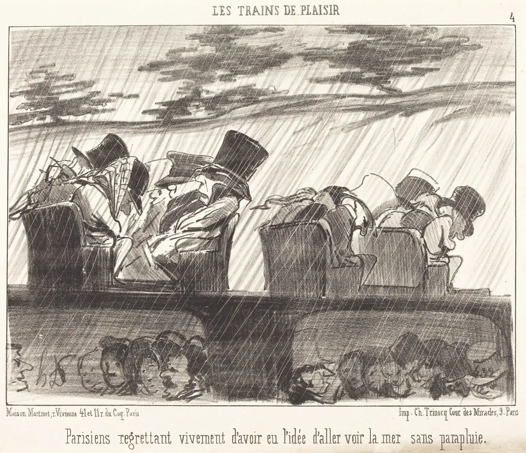 Parisiens regrettant vivement..., by Honoré Daumier, ink, 1852