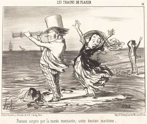 Parisiens surpris par la marée..., by Honoré Daumier