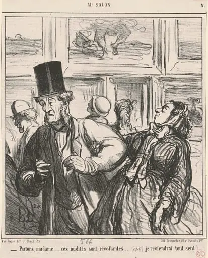 Parlons, Madame...ces nudités sont révoltantes..., by Honoré Daumier