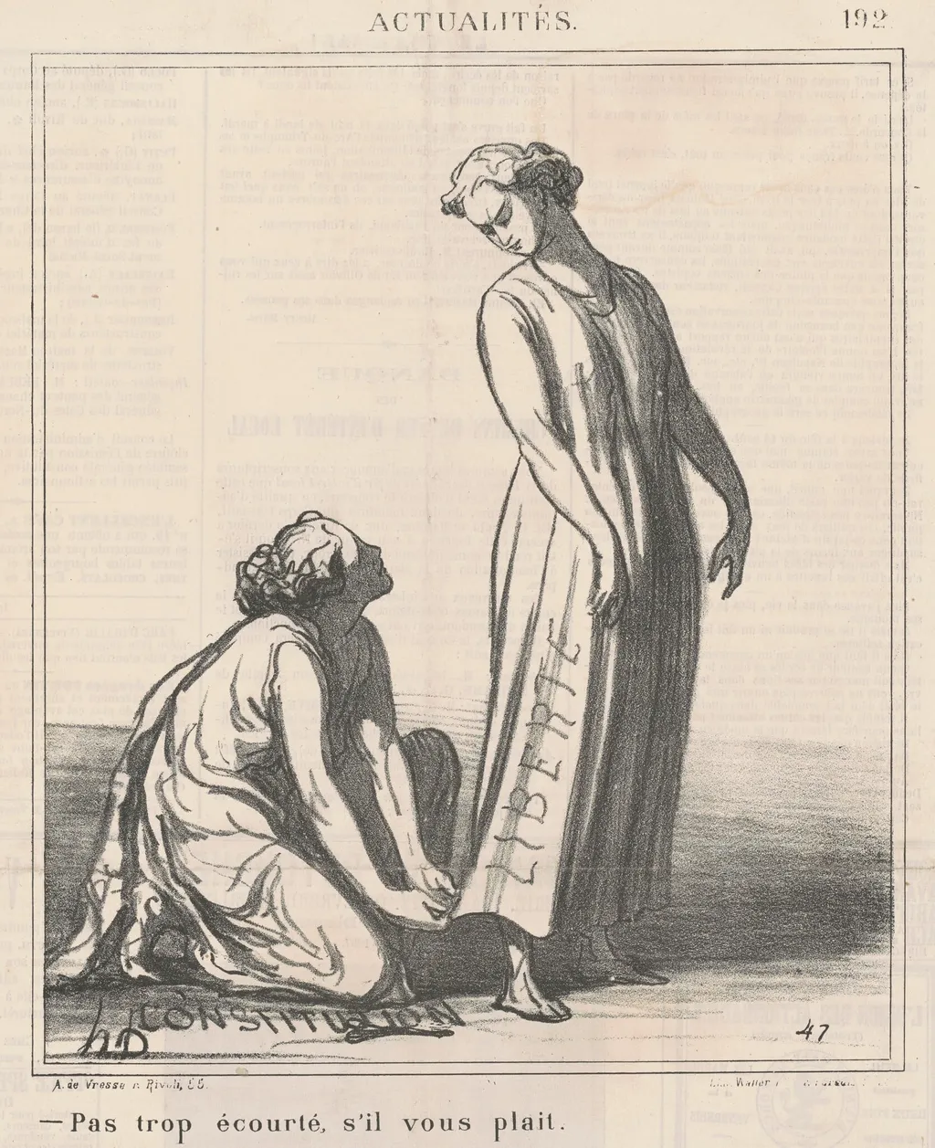 Pas trop écourté, s'il vous plait, by Honoré Daumier, ink, 1869