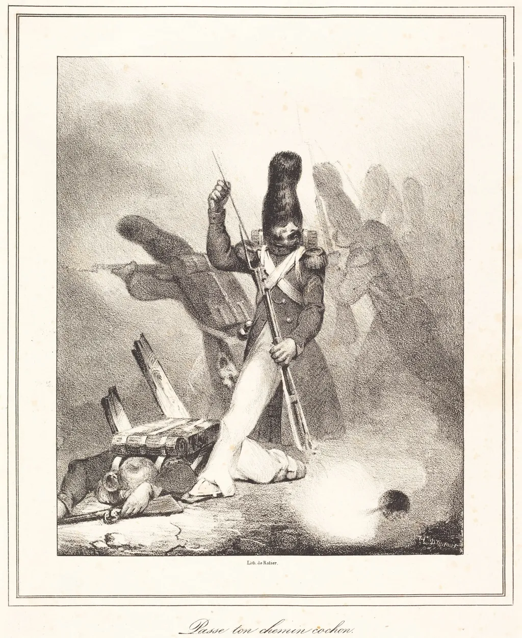 Passe ton chemin, cochon, by Honoré Daumier, ink, 1830