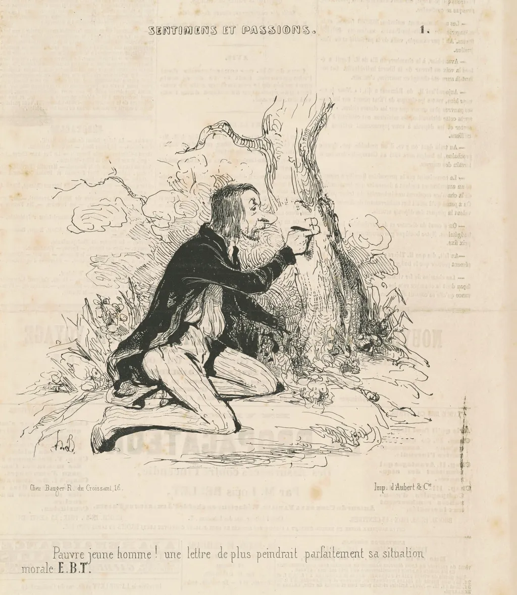 Pauvre jeune homme!, by Honoré Daumier, ink, 1840