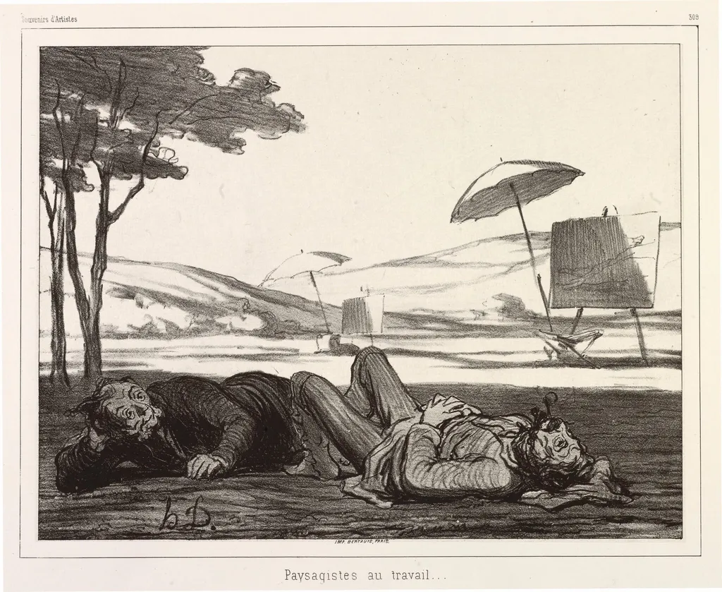 Paysagistes au travail (Landscape Artists at Work), by Honoré Daumier, ink, 1862