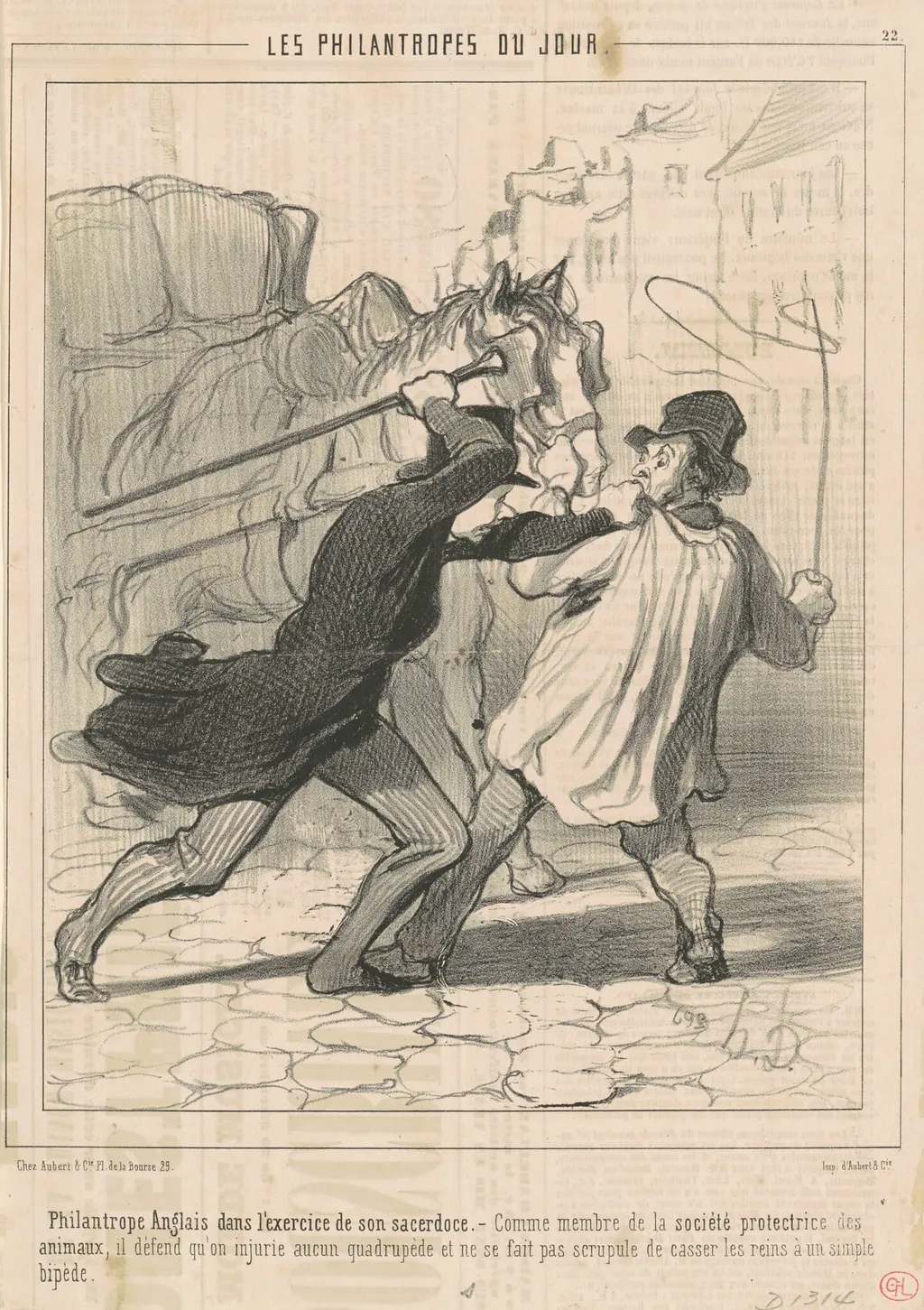Philantrope anglais dans l'exercice ..., by Honoré Daumier, ink, 1844