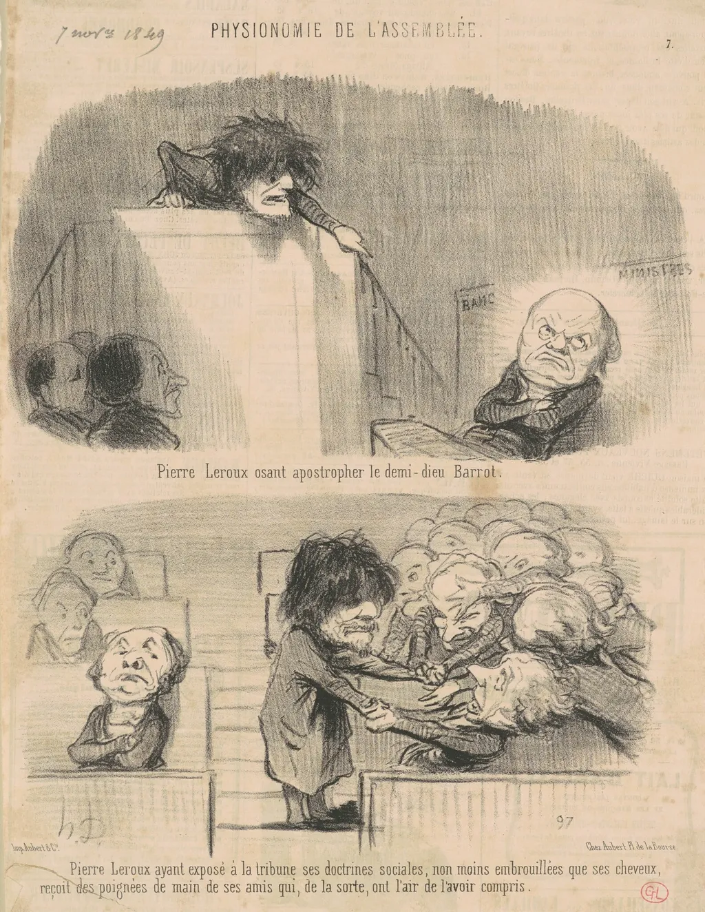 Pierre Leroux Osant apostrophe ..., by Honoré Daumier, ink, 1849