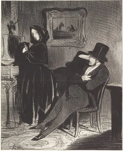 Plus souvent que je te conduirai... au bal..., by Honoré Daumier