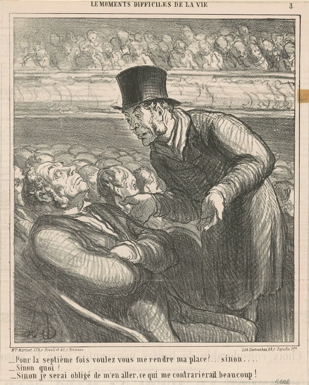 Pour la septième fois voulez-vous me rendre ..., by Honoré Daumier, ink, 1864