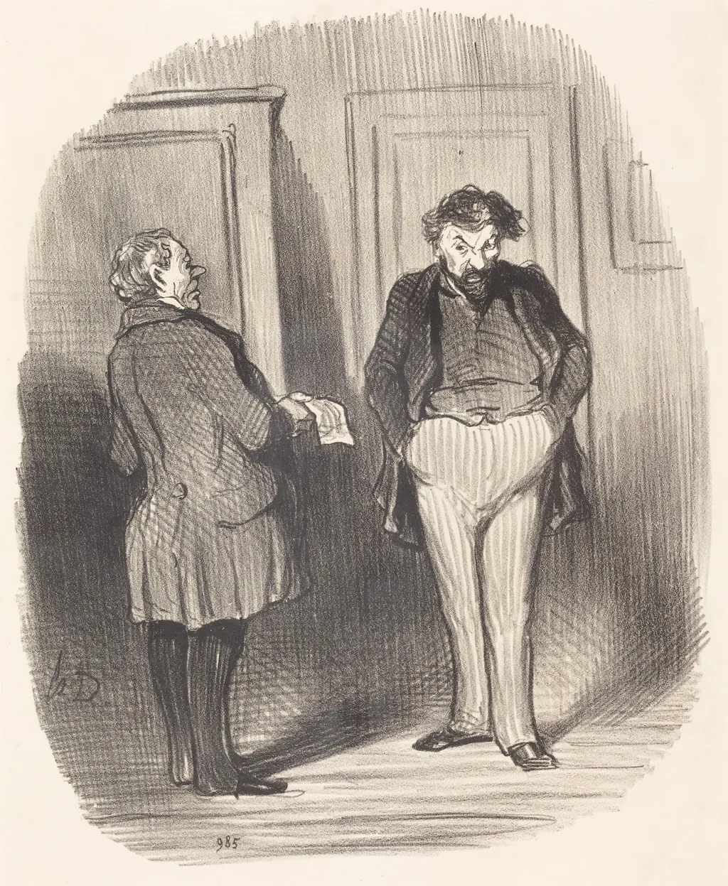 Pourriez-vous me dire...? J'ai la grippe!..., by Honoré Daumier, ink, 1858