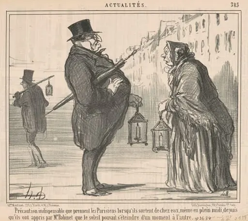Précaution indispensable que prennent les Parisiens ..., by Honoré Daumier
