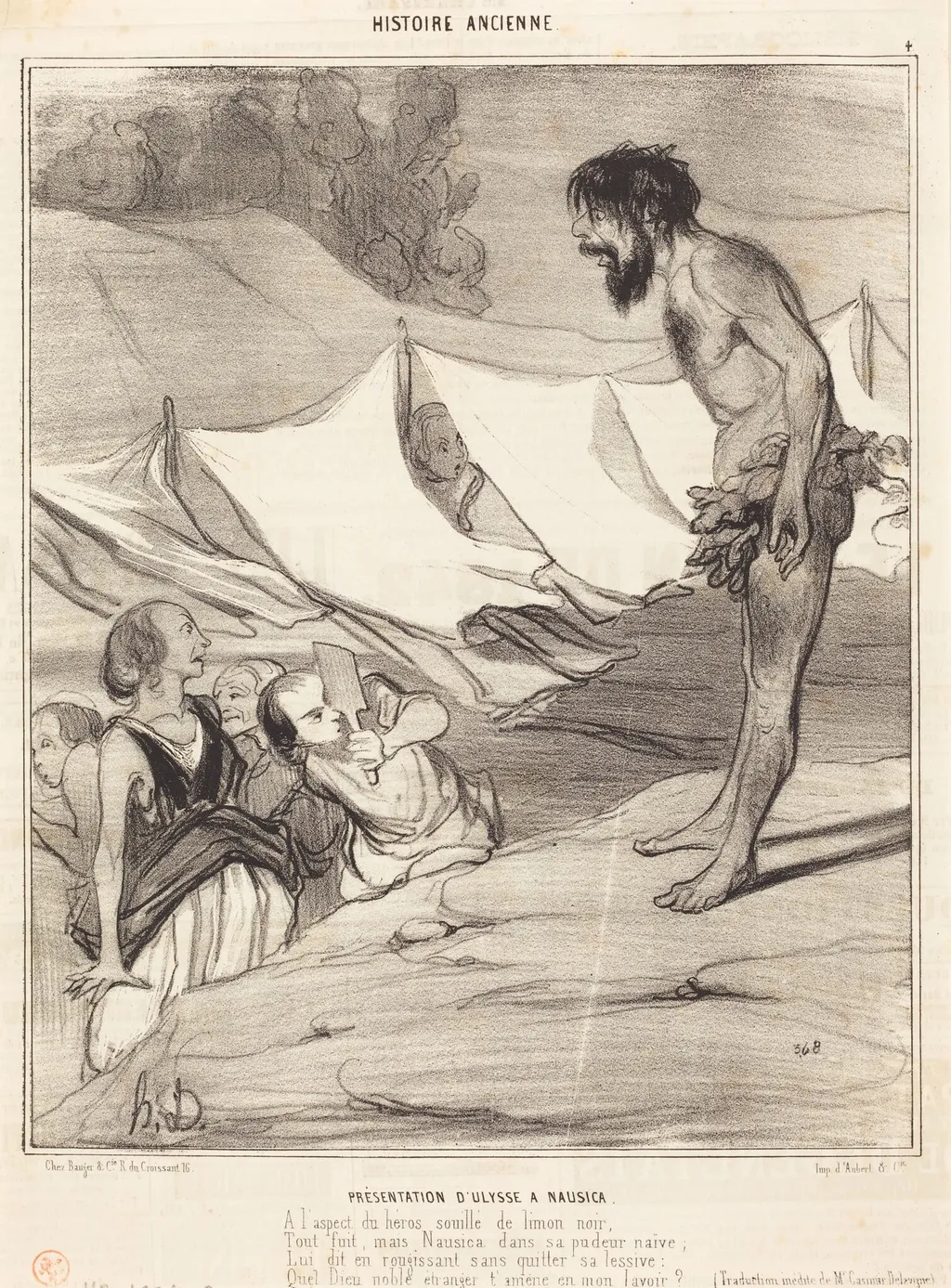 Présentation d'Ulysse a Nausica, by Honoré Daumier, ink, 1842