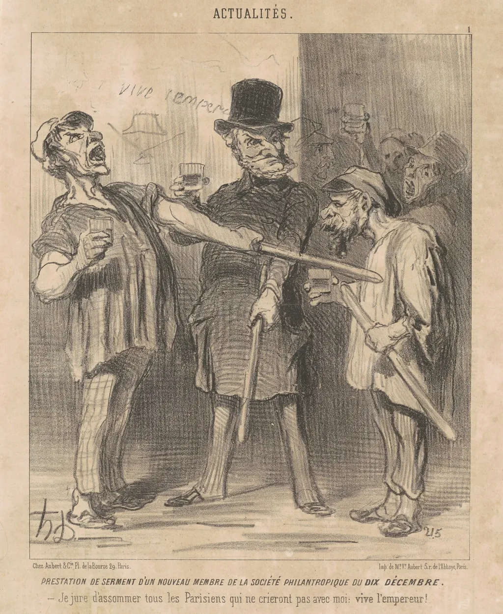 Prestation ... d'un ... membre ... du dix Décembre ..., by Honoré Daumier, ink, 1850