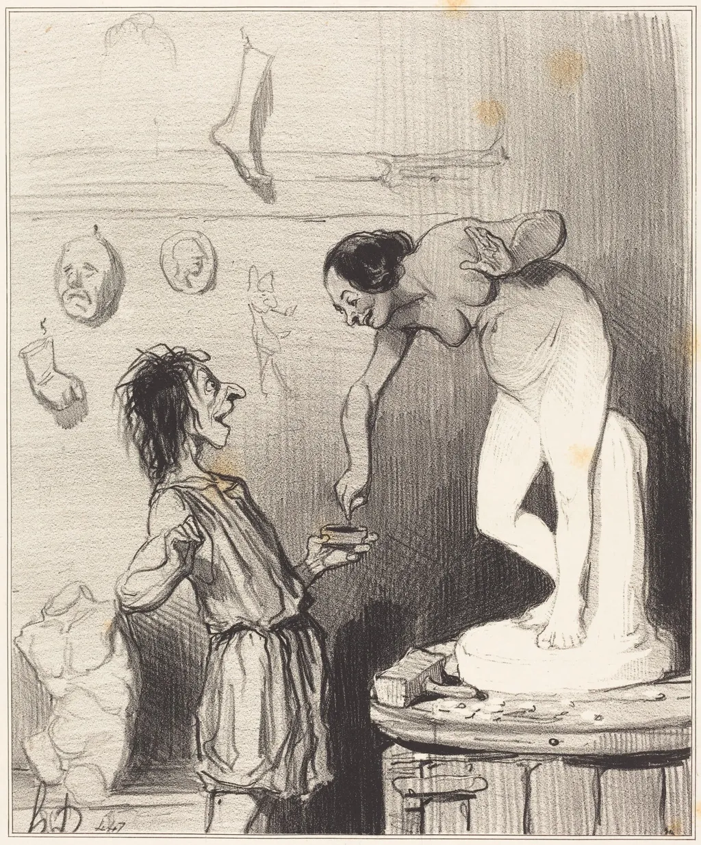 Pygmalion, by Honoré Daumier, ink, 1842