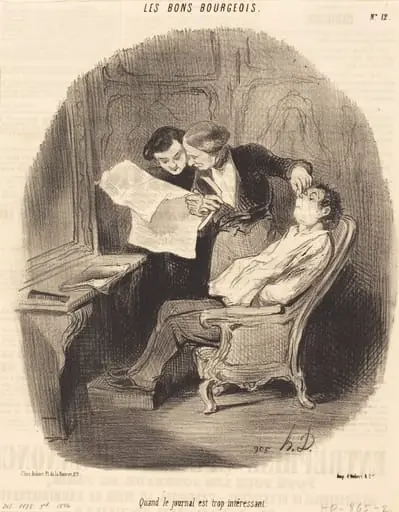 Quand le journal est trop intéressant, by Honoré Daumier