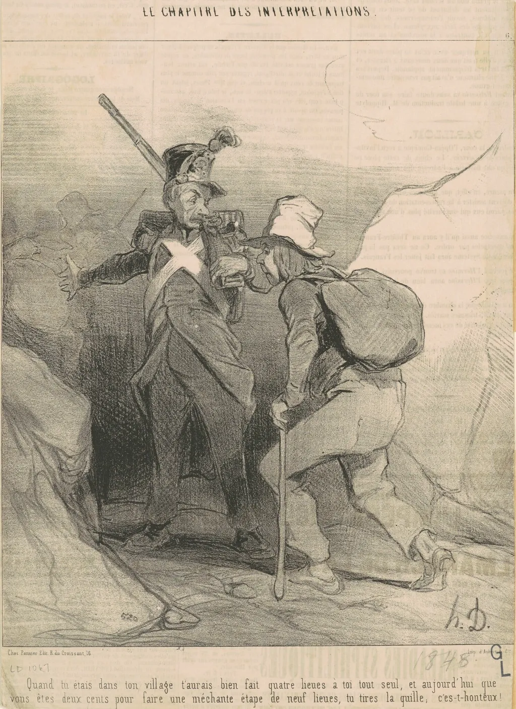 Quand tu étais dans ton village t'aurais ..., by Honoré Daumier, ink, 1843