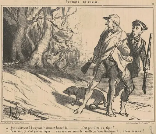 Que diable peut-il bien y avoir dans ce fourré-la? ..., by Honoré Daumier