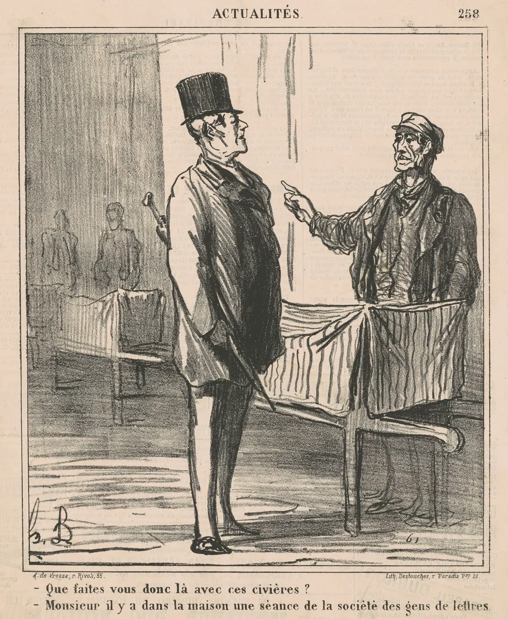Que faites-vous donc la avec ces civières, by Honoré Daumier, ink, 1868