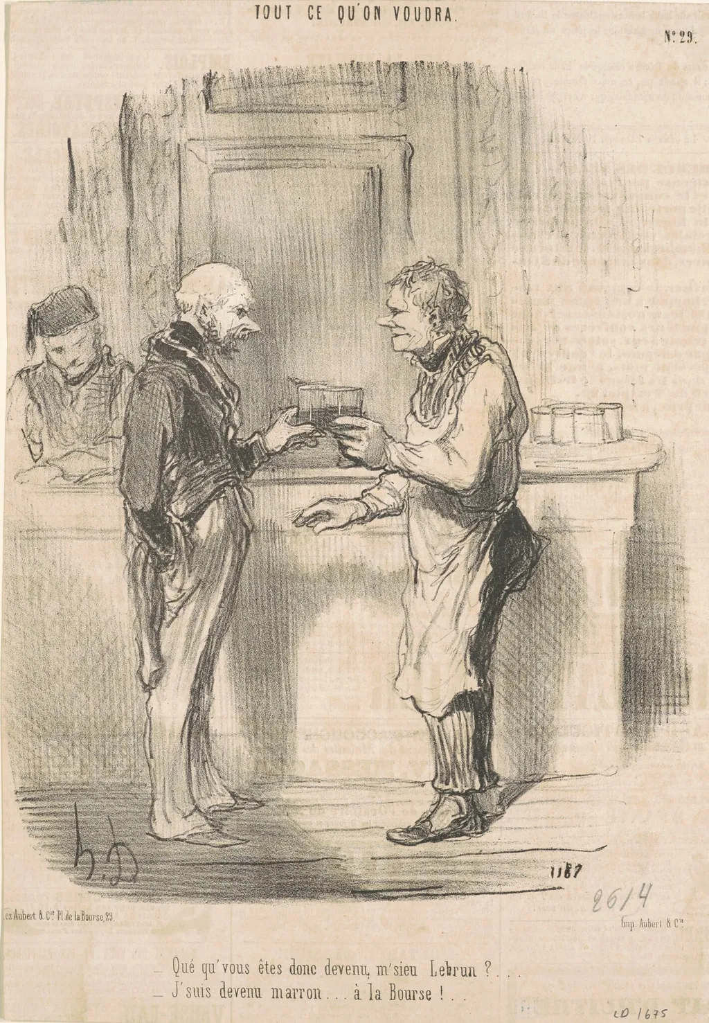 Qué qu'vous êtes ... devenu, m'sieu Lebrun? ..., by Honoré Daumier, ink, 1848