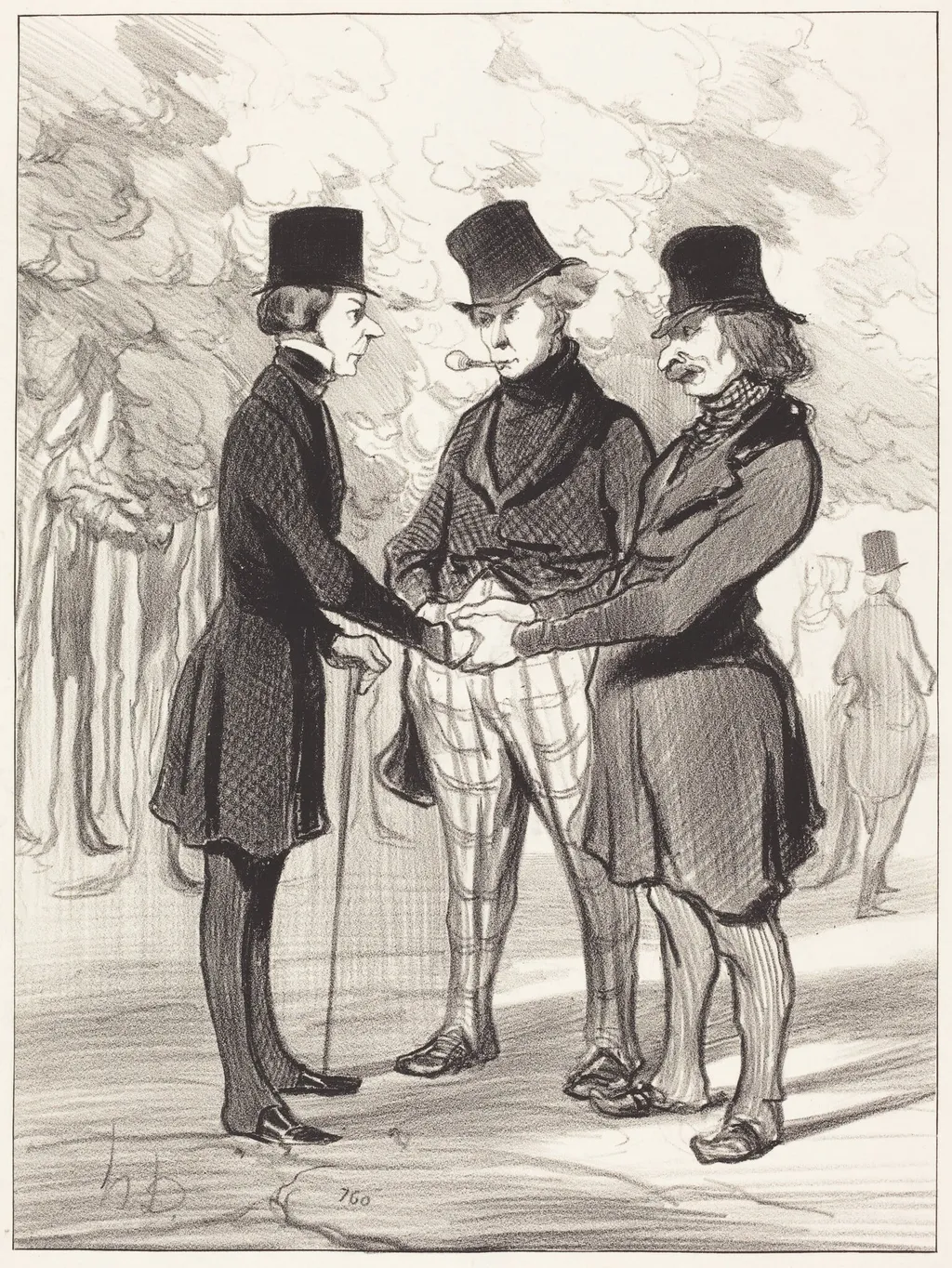 Quelle heureuse rencontre!... C'est..., by Honoré Daumier, ink, 1845