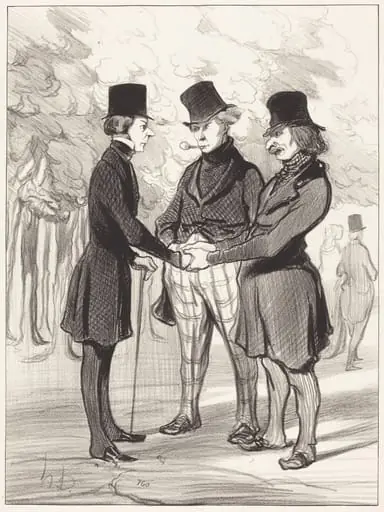 Quelle heureuse rencontre!... C'est..., by Honoré Daumier