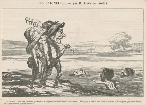 Quien! ... Core des parisiens qui veniont s'baigner ..., by Honoré Daumier