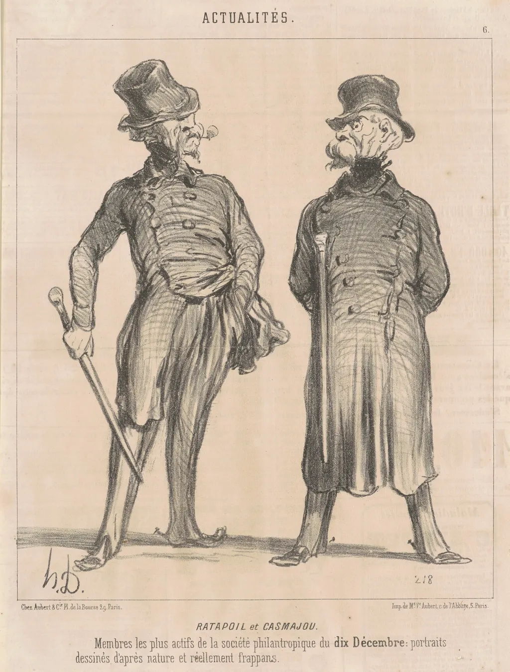 Ratapoil et Casmajou, by Honoré Daumier, ink, 1850