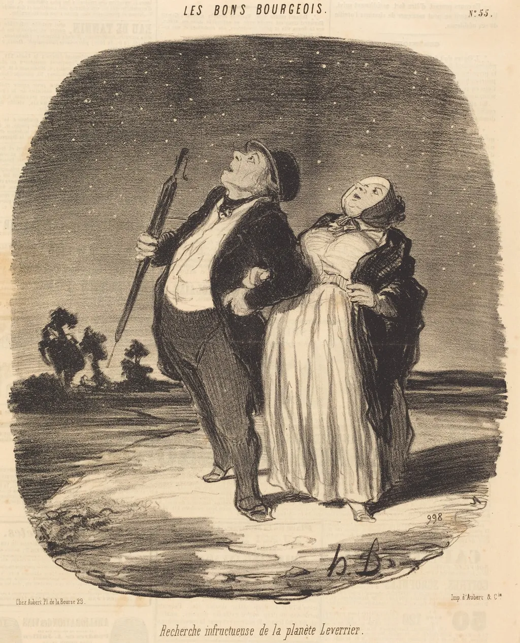 Recherche infructueuse de la planète Leverrier, by Honoré Daumier, ink, 1846