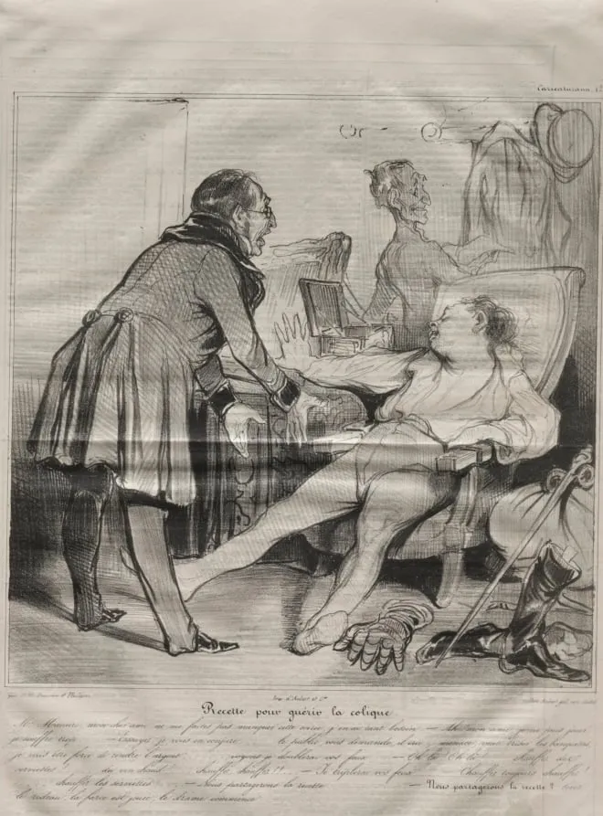 Recipe to Cure Colic, by Honoré Daumier, 1838