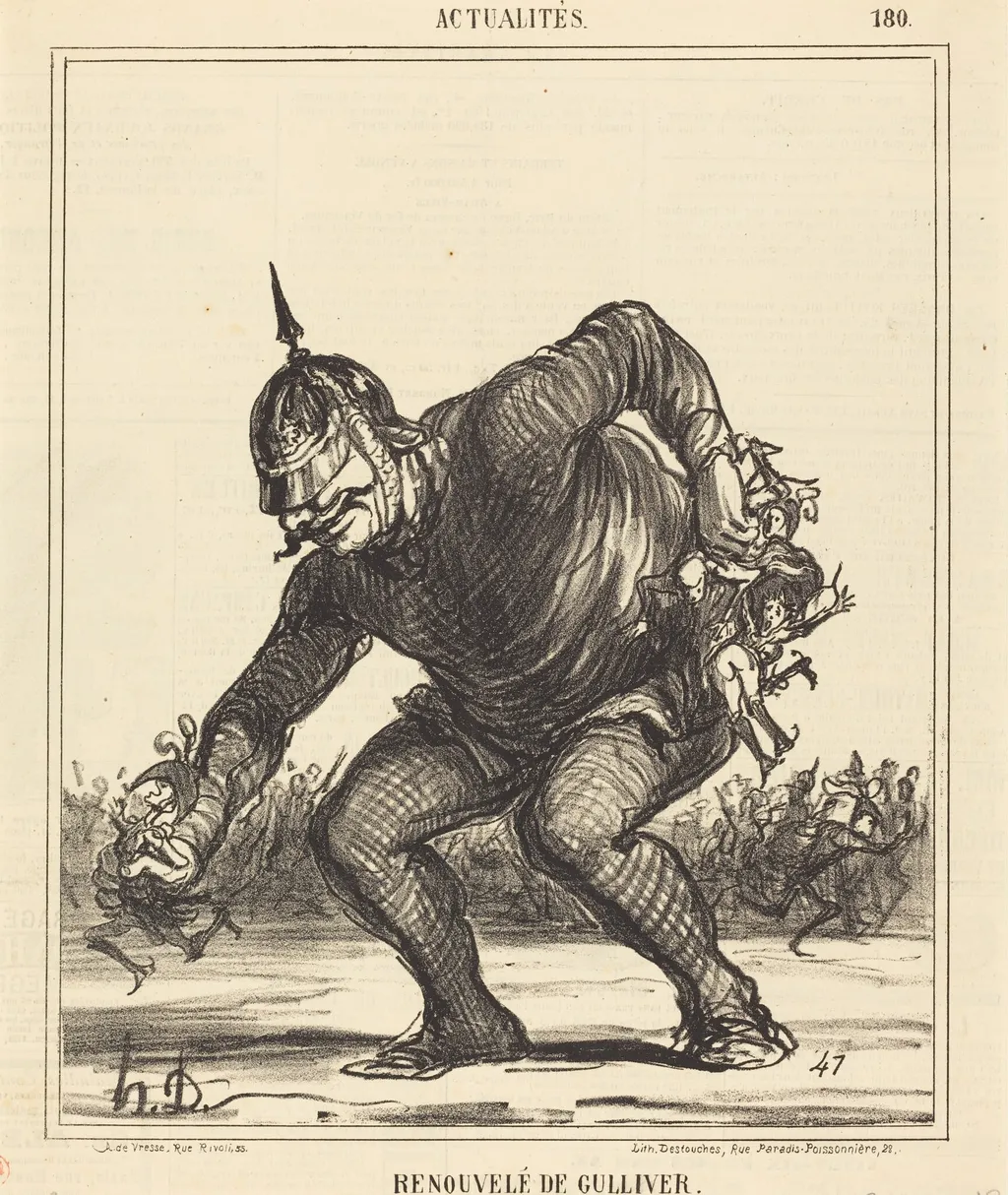 Renouvele de Gulliver, by Honoré Daumier, ink, 1866