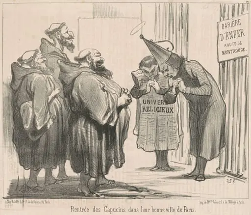 Rentrée des Capucins dans ... Paris, by Honoré Daumier