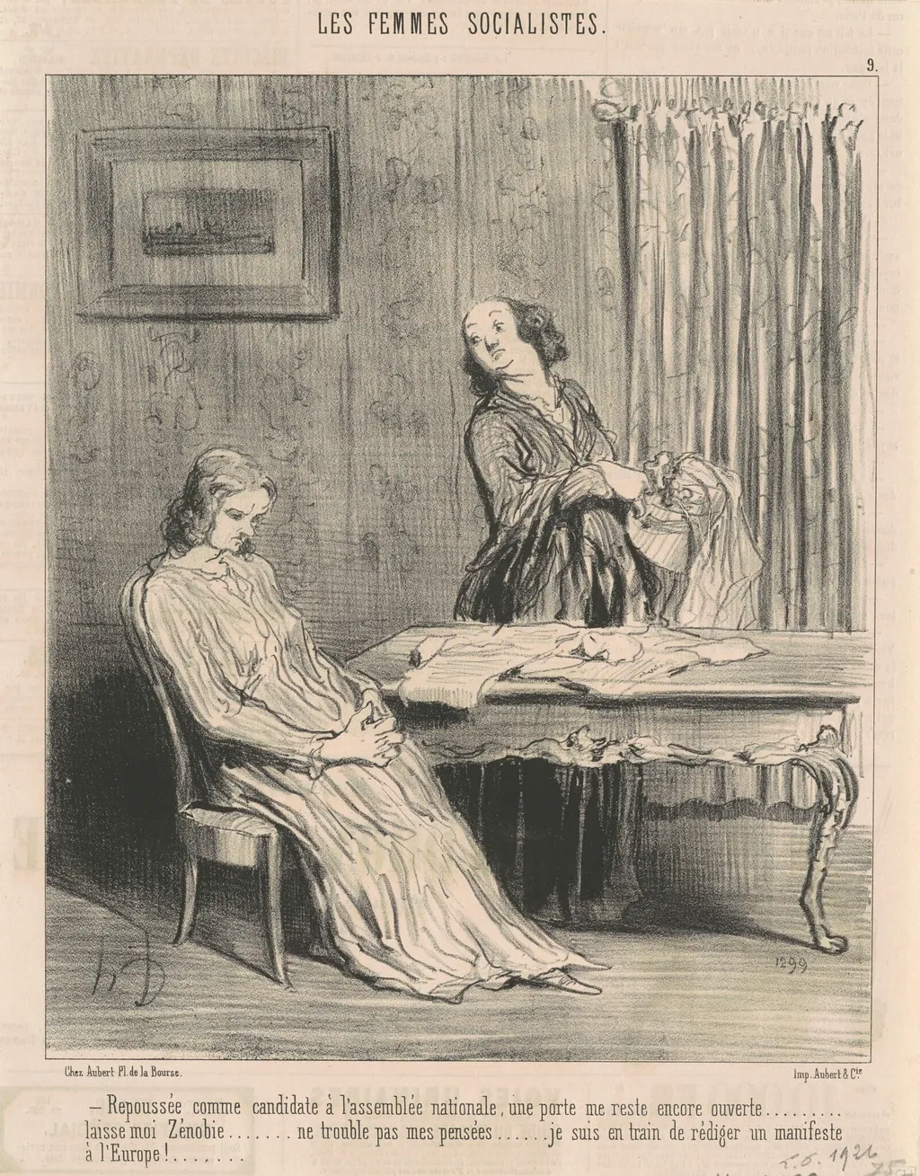 Repoussée ... une porte me reste ouverte ..., by Honoré Daumier, ink, 1849