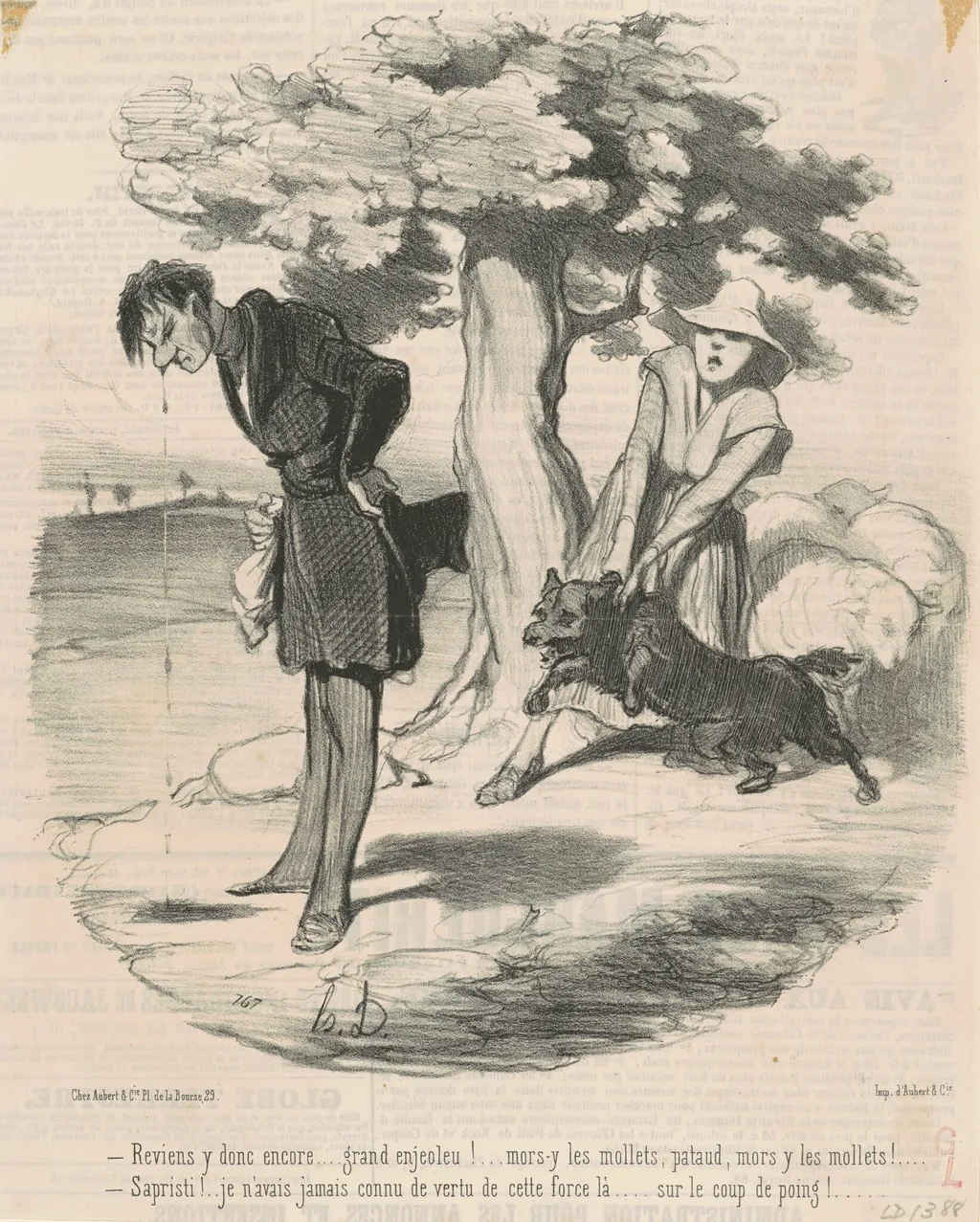Reviens y donc encore ... grand enjeoleu! ..., by Honoré Daumier, ink, 1845