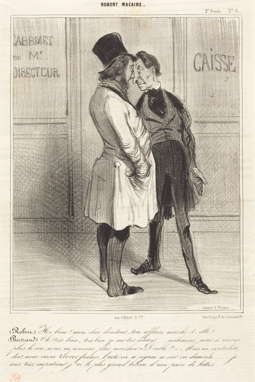 (Robert) Hé bien! mon cher directeur..., by Honoré Daumier, ink, 1841