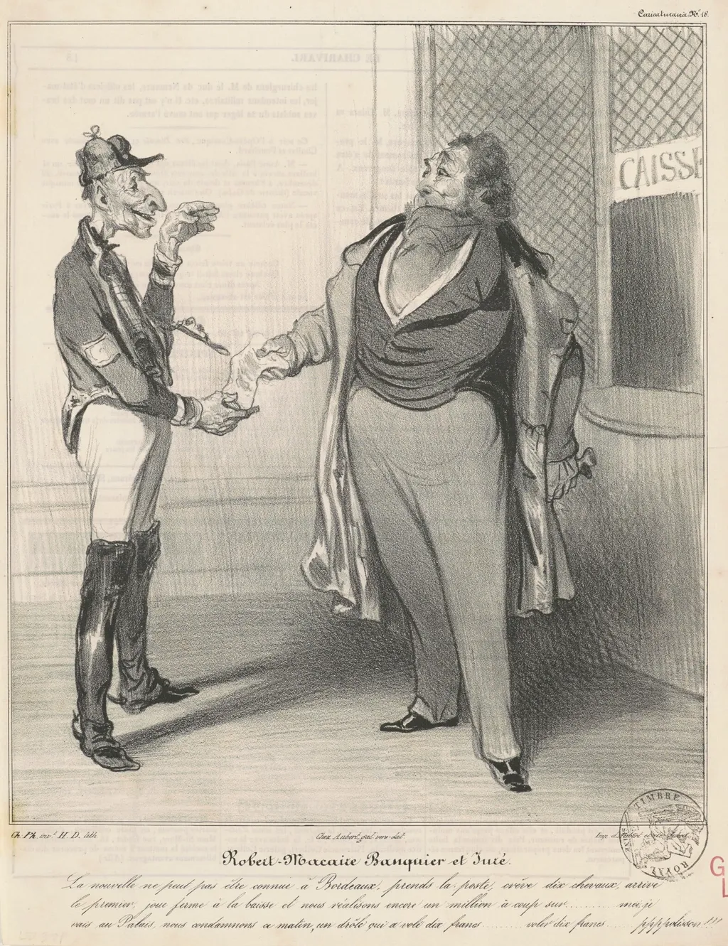 Robert Macaire banquier et juré, by Honoré Daumier, ink, 1836