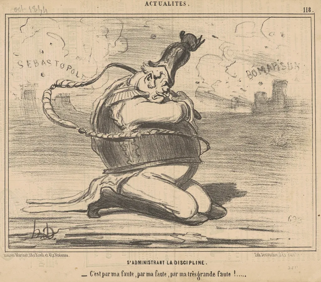 S'administrant la discipline ..., by Honoré Daumier, ink, 1854
