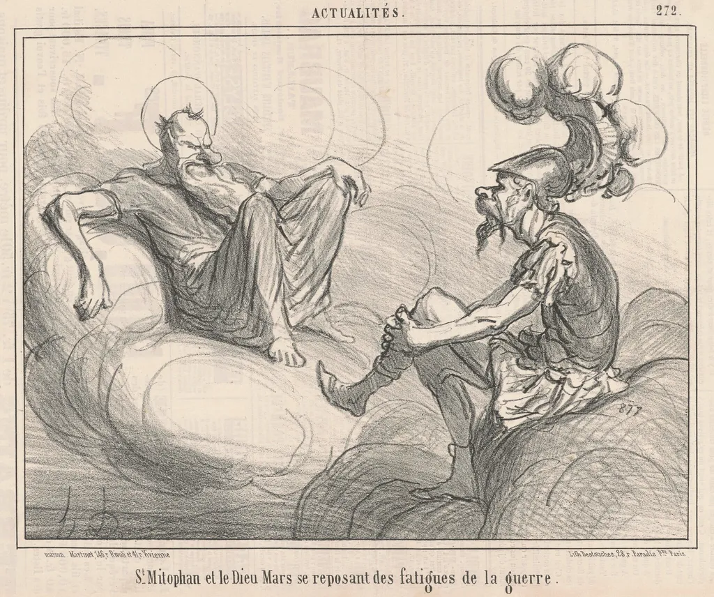Saint Mitophan et le dieu mars ..., by Honoré Daumier, ink, 1856
