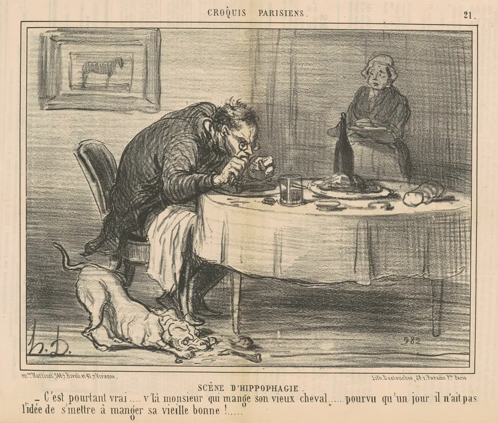 Scène d'Hippophagie, by Honoré Daumier, ink, 1857