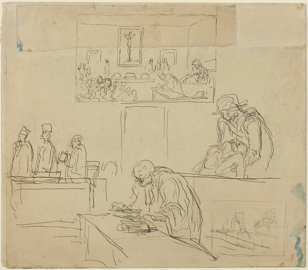 Scene of the Tribunal (The Verdict), by Honoré Daumier, ink, 1866