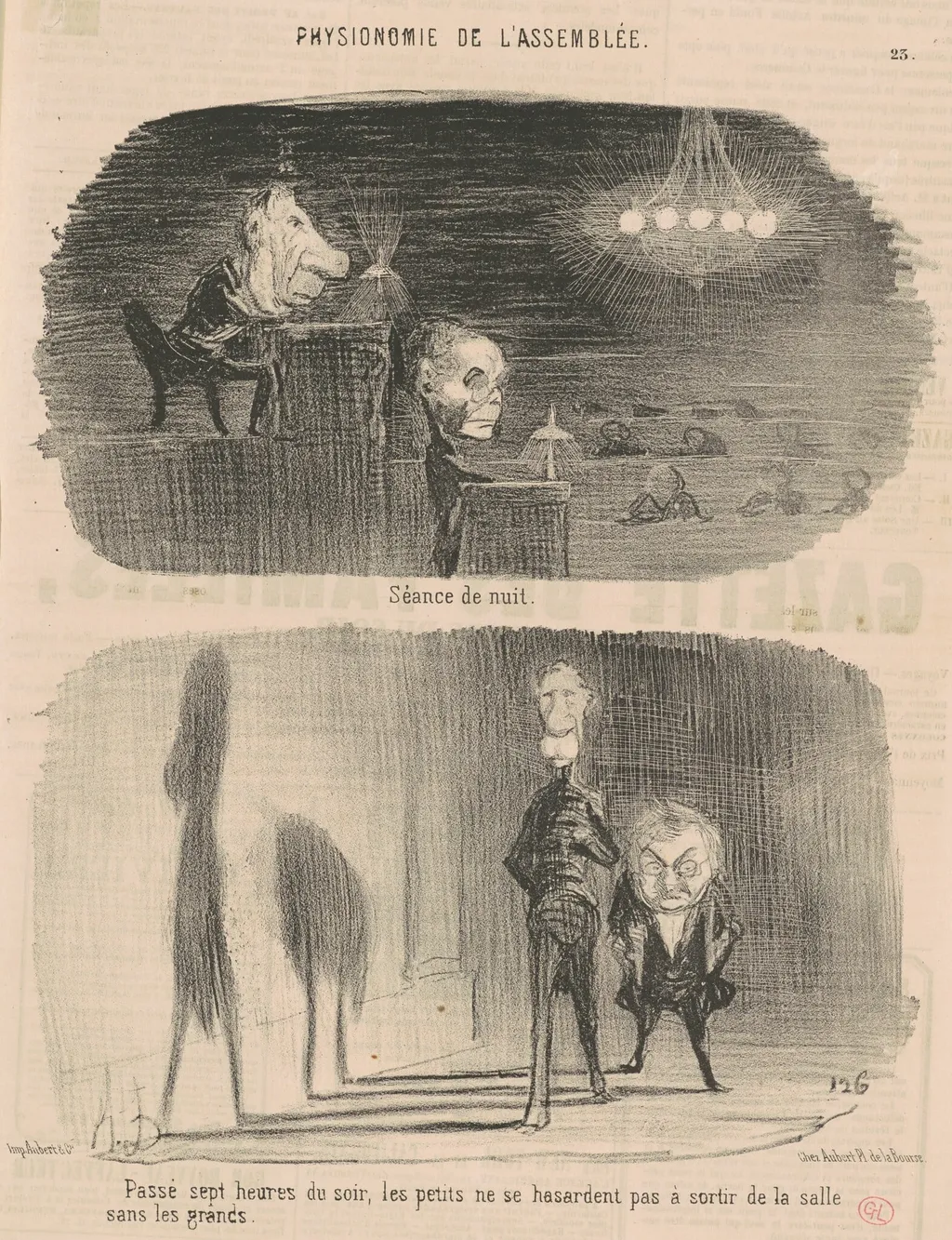 Séance de nuit, by Honoré Daumier, ink, 1850